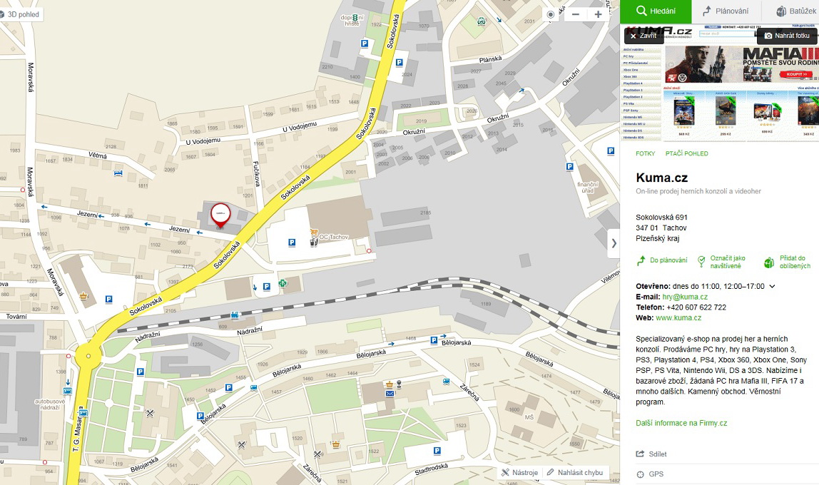 Mapa kamenná prodejna Tachov