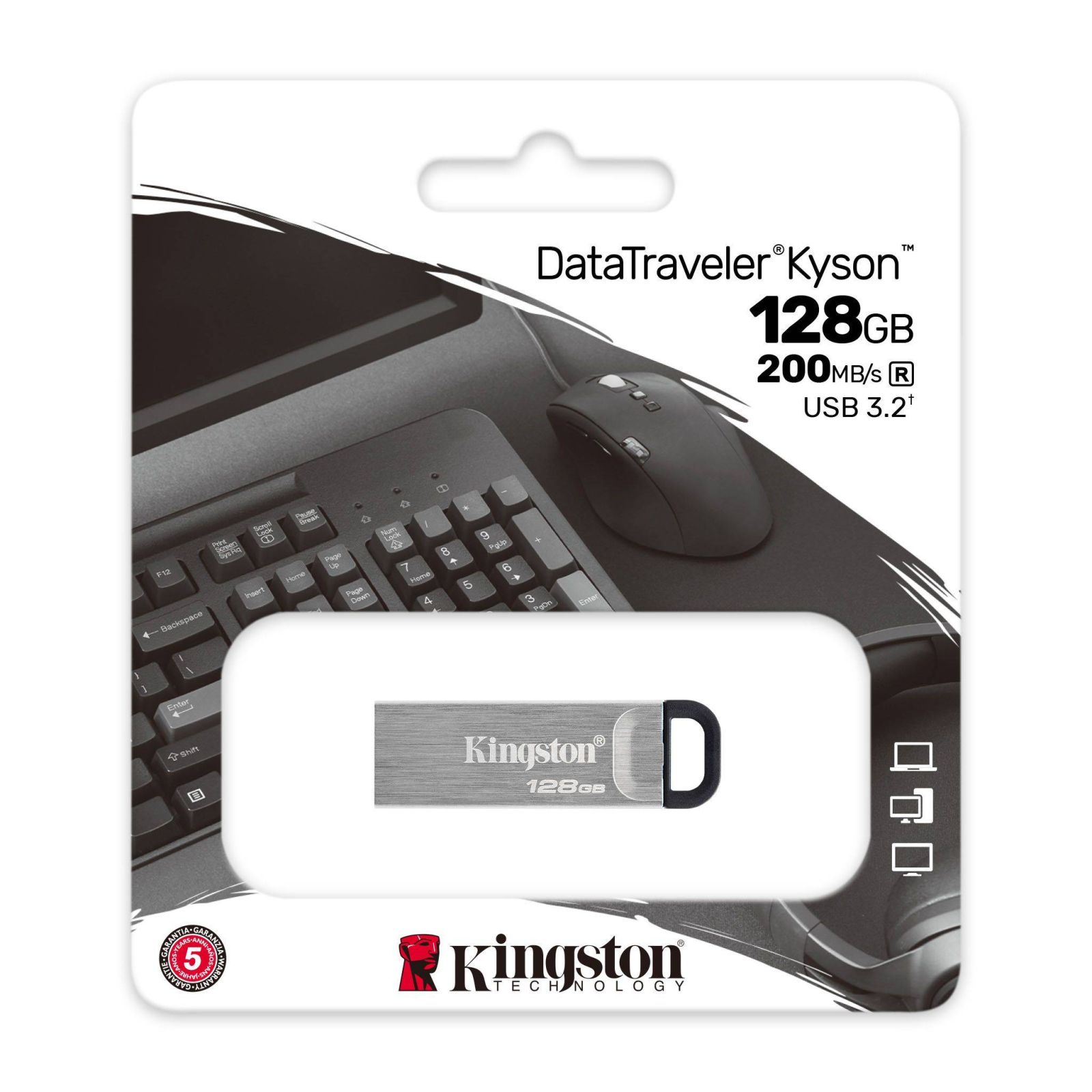 Kingston DataTraveler Kyson 128GB, stříbrná DTKN/128GB