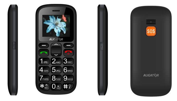 Mobilní telefon Aligator A321 Senior, Dual SIM, šedo-černý + stolní nabíječka (A321WT)
