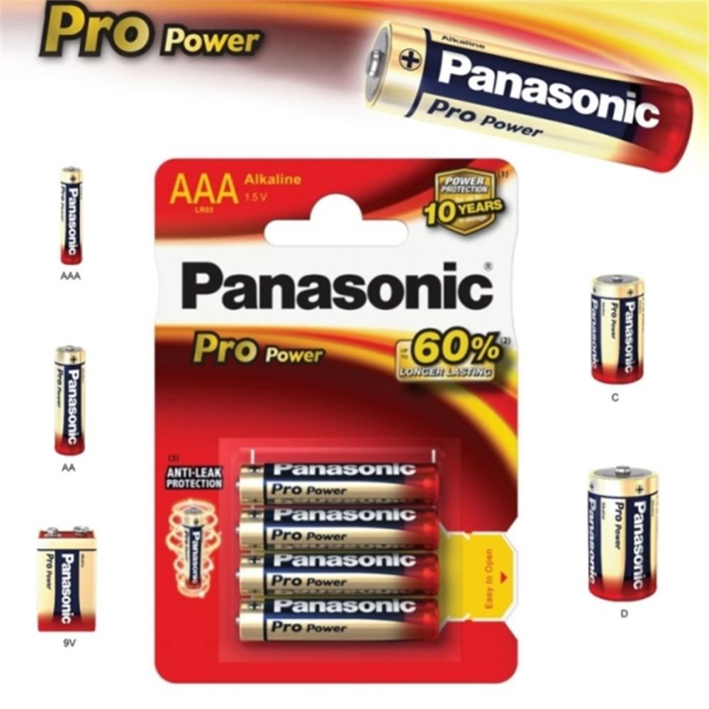 Panasonic Mikrotužkové Alkalická baterie AAA Pro Power LR03 4ks 09738