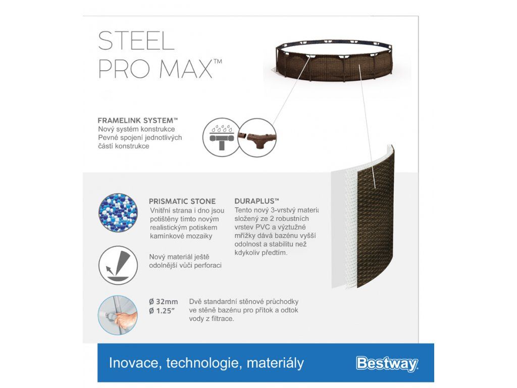 Bestway Bazén Steel Pro Max Rattan 3,66 x 1 m (56709)