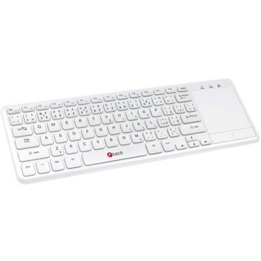 C-Tech WLTK-01W, bezdrátová klávesnice s touchpadem, bílá, USB (PC)