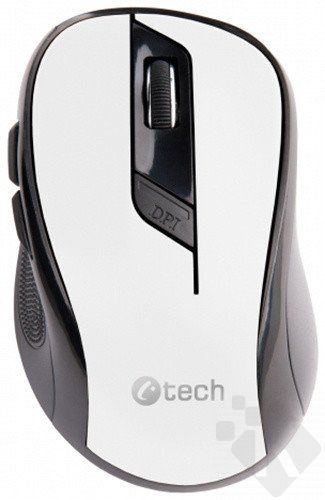 Bezdrátová myš C-TECH WLM-02W, černo-bílá, 1600DPI, USB receiver (PC)