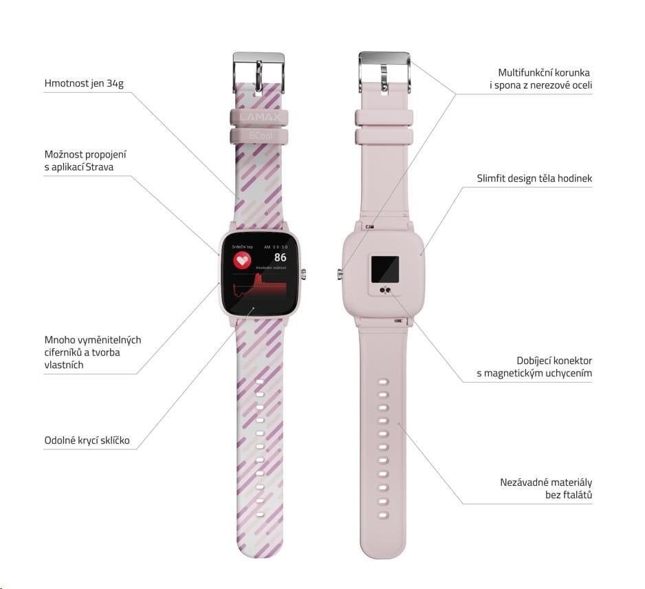 LAMAX BCool dětské chytré hodinky růžové