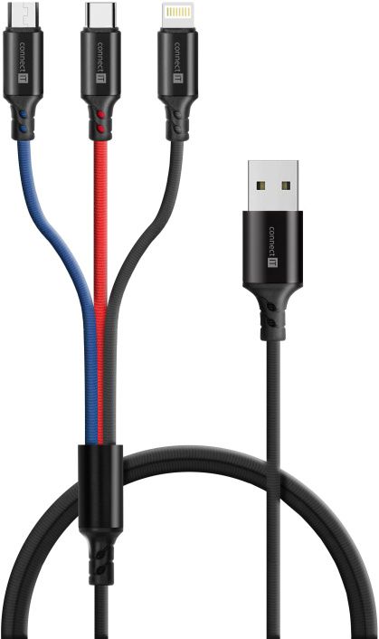 CONNECT IT Wirez 3in1 USB-C & Micro USB & Lightning, 1,2 m (CCA-2051-BK)