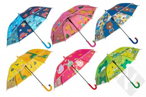 Deštník vystřelovací 66cm kov/plast mix barev