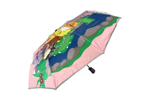 Deštník Zvířátka skládací vystřelovací růžový