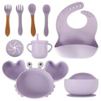 Silikonové nádobí pro děti XXL sada krab fialová 9 ks