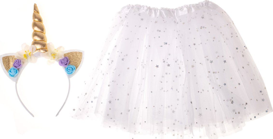 Dětský kostým jednorožce - čelenka + sukně 3-6 let, bílá
