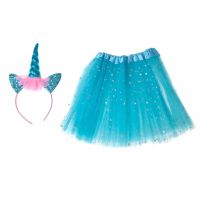 Children's unicorn costume - headband + skirt 3-6 years, blue