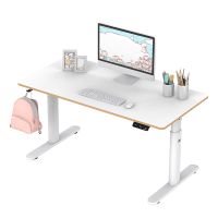 Children's desk, electrically adjustable height, white top, 120X60 cm, 55-81 cm, PULSAR, headphone holder, cable clip, ULT