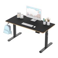 Dětský pracovní stůl, elektricky nastavitelná výška, černá deska, 120X60 cm, 55-81 cm, PULSAR, držák sluchátek, klip na kabely, UL