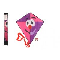 Drak létající klaun nylon 78x86cm  růžovo-fialový v látkovém sáčku 11x90x2cm