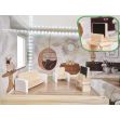 Dřevěný domeček pro panenky LULILO Floro boho + nábytek a LED osvětlení, 78 cm