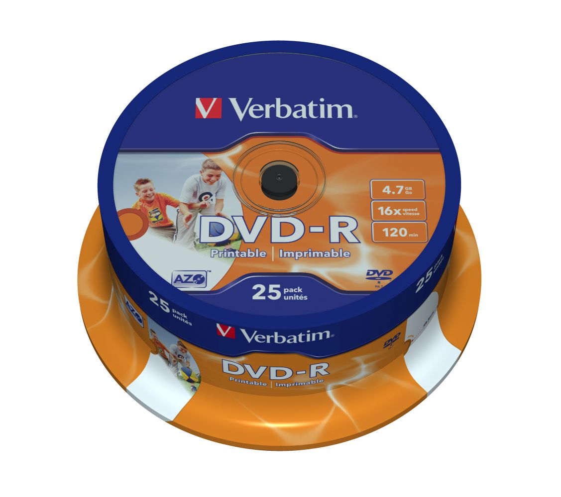 DVD-R Verbatim 4,7 GB 16x WIDE Printable 25-cake