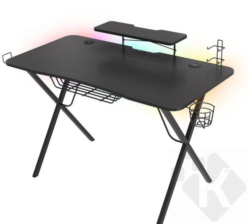 Genesis Holm 300, RGB LED, černý, NDS-1550 - herní stůl s RGB podsvícením, 3xUSB 3.0