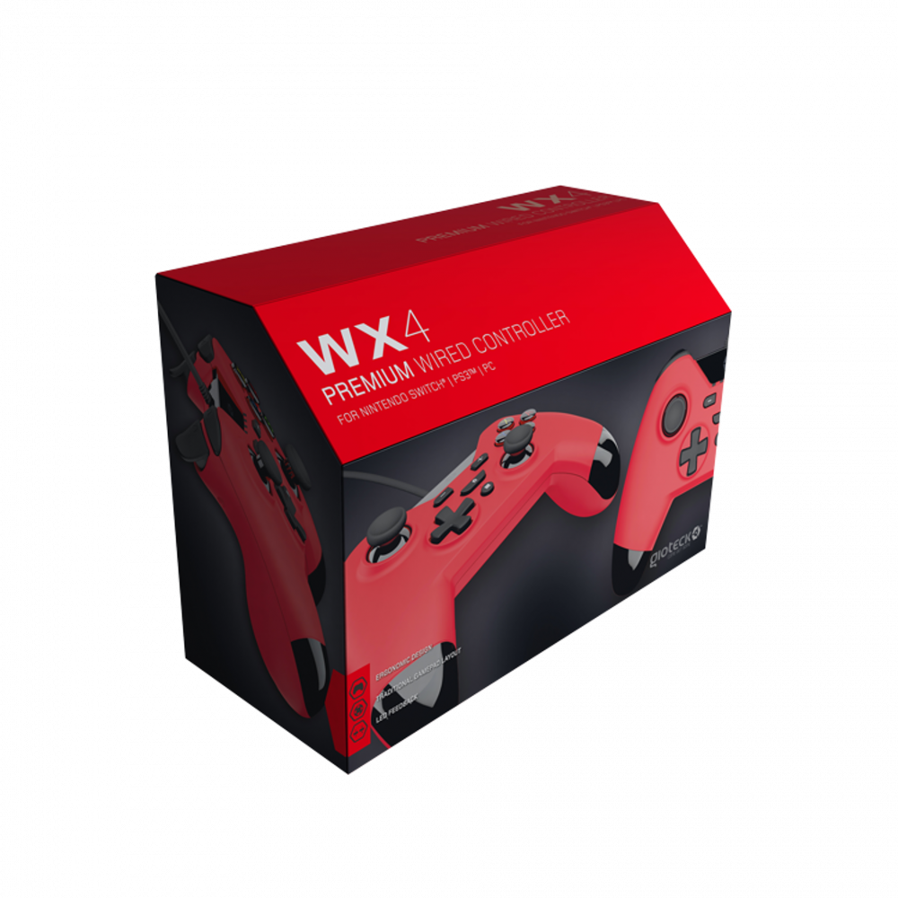 Gioteck WX4 Wired Controller Red (Switch/PS3/PC)