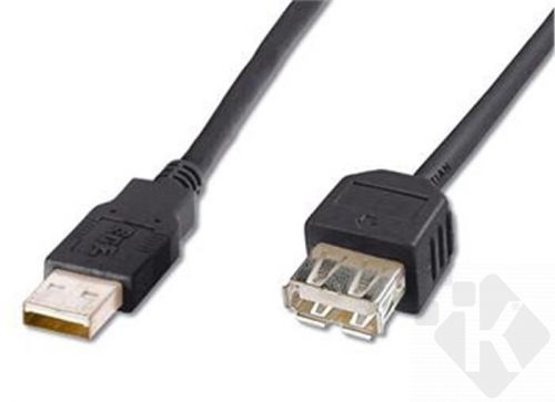 PremiumCord USB 2.0 kabel prodlužovací, A-A, 2m, černý