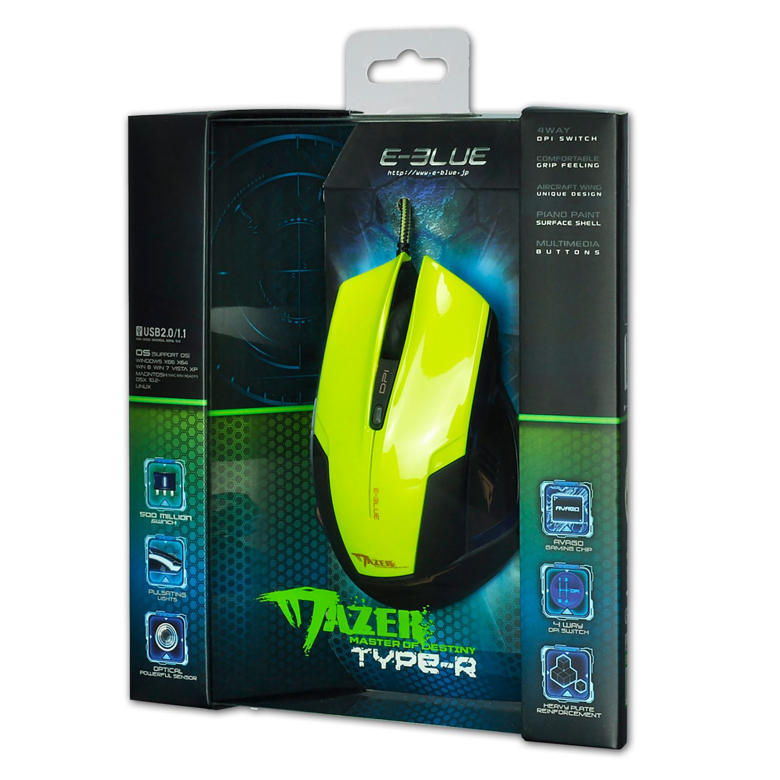 Herní myš E-Blue Mazer R zelená USB