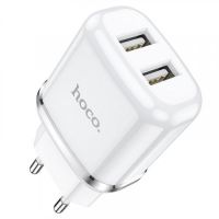 HOCO N4 Duální nabíječka 2x USB 2,4A/12W, bílá
