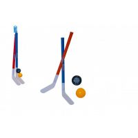 Hokejka pozemní 2ks plast 72cm + florbalový míček +plastový puk