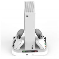 iPega XBS012 Multifunkční Nabíjecí Stojan s Chlazením pro Xbox + 2ks Baterie, bílá