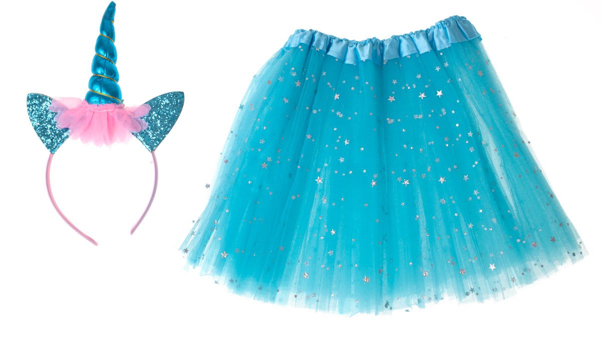 Dětský kostým jednorožce - čelenka + sukně 3-6 let, modrá