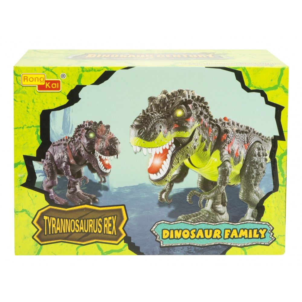 KIK Dinosaurus T-REX, LED efekty, pohyblivé části, zvukové efekty - zelený