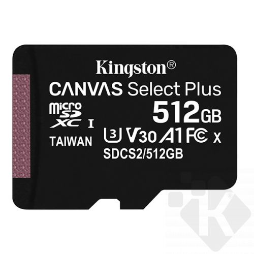 Kingston Canvas Select Plus, micro SDXC, 512GB, UHS-I U1 (Class 10), A1