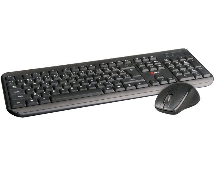 Klávesnice C-TECH WLKMC-01, bezdrátový combo set s myší, USB, CZ/ SK, Black (PC)