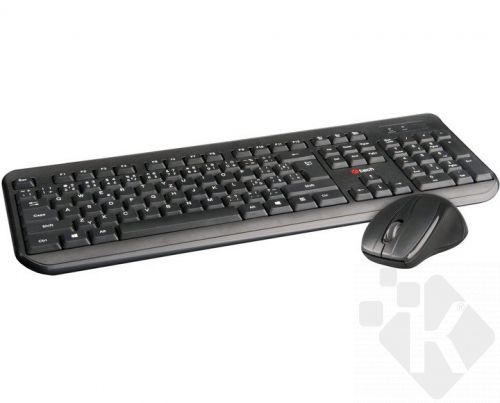 Klávesnice C-TECH WLKMC-01, bezdrátový combo set s myší, USB, CZ/ SK, Black (PC)