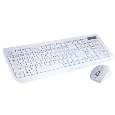 Klávesnice C-TECH WLKMC-01W, bezdrátový combo set s myší, USB, CZ/SK, White (PC)