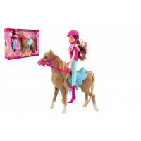 Kůň + panenka žokejka plast 23cm v krabici 35x26x8cm