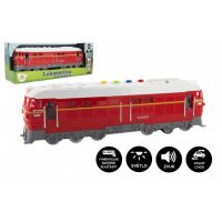 Lokomotiva/Vlak červená plast 34cm na baterie se zvukem se světlem
