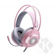 Marvo HG8936, sluchátka s mikrofonem, ovládání hlasitosti, růžová, podsvícená, 3.5 mm jack + USB (PC)