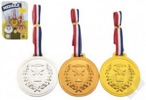 Medaile se šňůrkou 3ks plast průměr 6cm