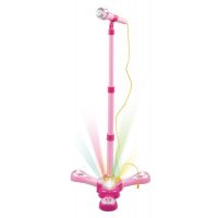 Mikrofon karaoke růžový plast se světlem se zvukem