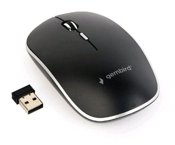 Myš GEMBIRD MUSW-4B-01, černá, bezdrátová, USB nano receiver