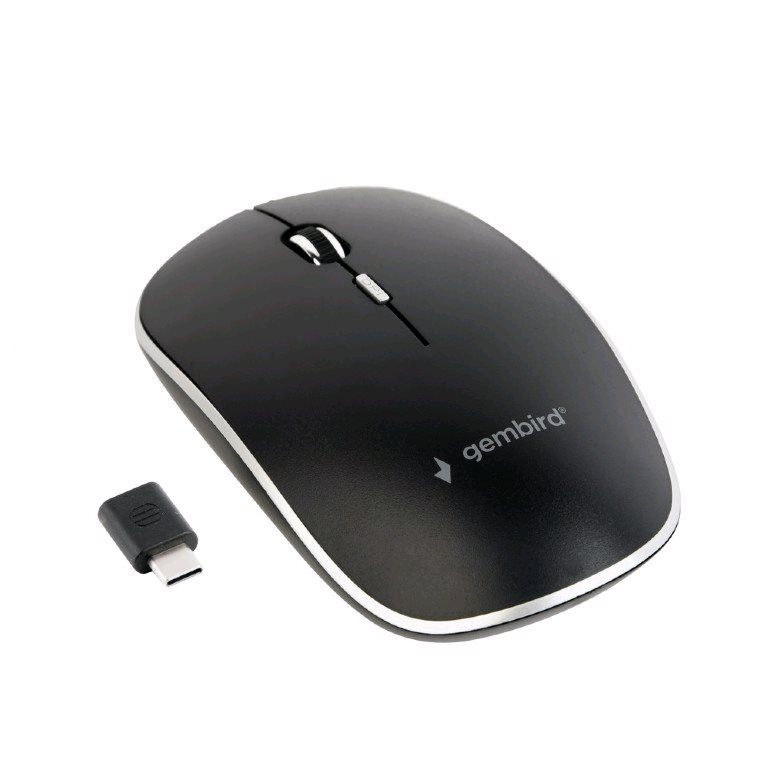 Myš GEMBIRD MUSW-4BSC-01, černá, bezdrátová, USB Type-C receiver