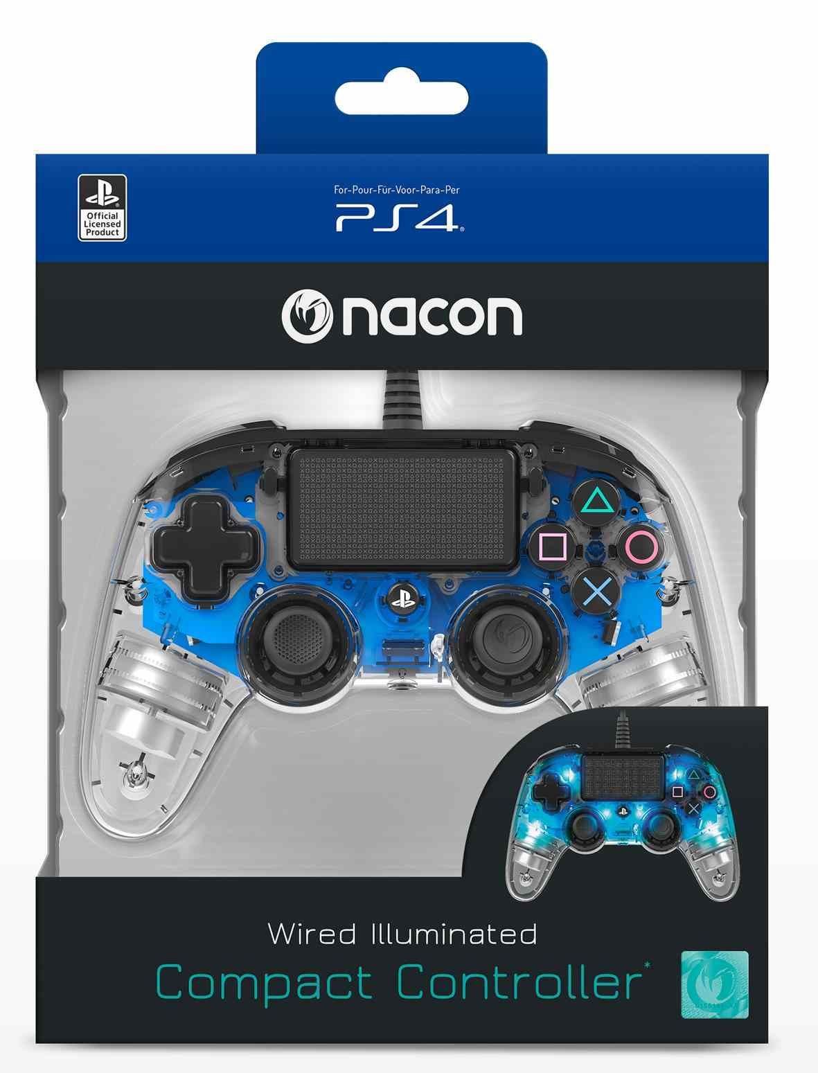 Nacon Wired Compact Controller (průhledně modrý) (PS4)
