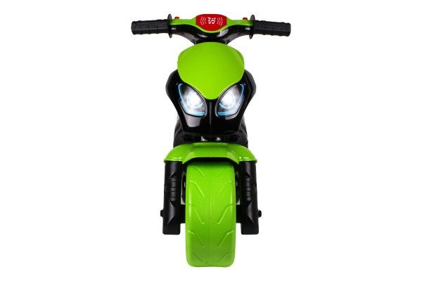 Odrážedlo motorka zeleno-černá plast na baterie se světlem se zvukem