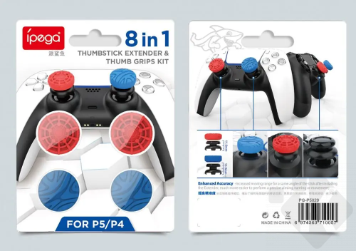 Opěrky pro palce iPega P5029A 4ks - červený/modrý (PS4/PS5)