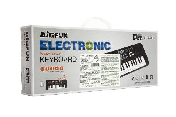 Pianko/Varhany/Klávesy 37 kláves, napájení na USB + přehrávač MP3 + mikrofon plast 40cm v krabici