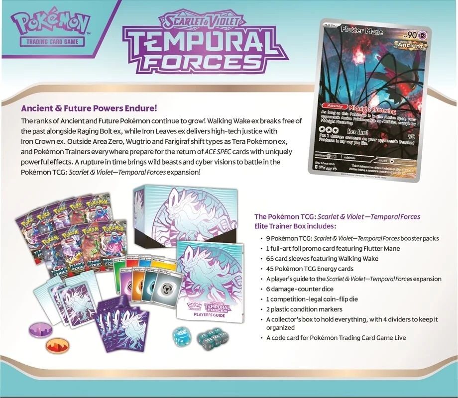 Pokémon TCG: Scarlet & Violet Temporal Forces Elite Trainer Box - Walking Wake