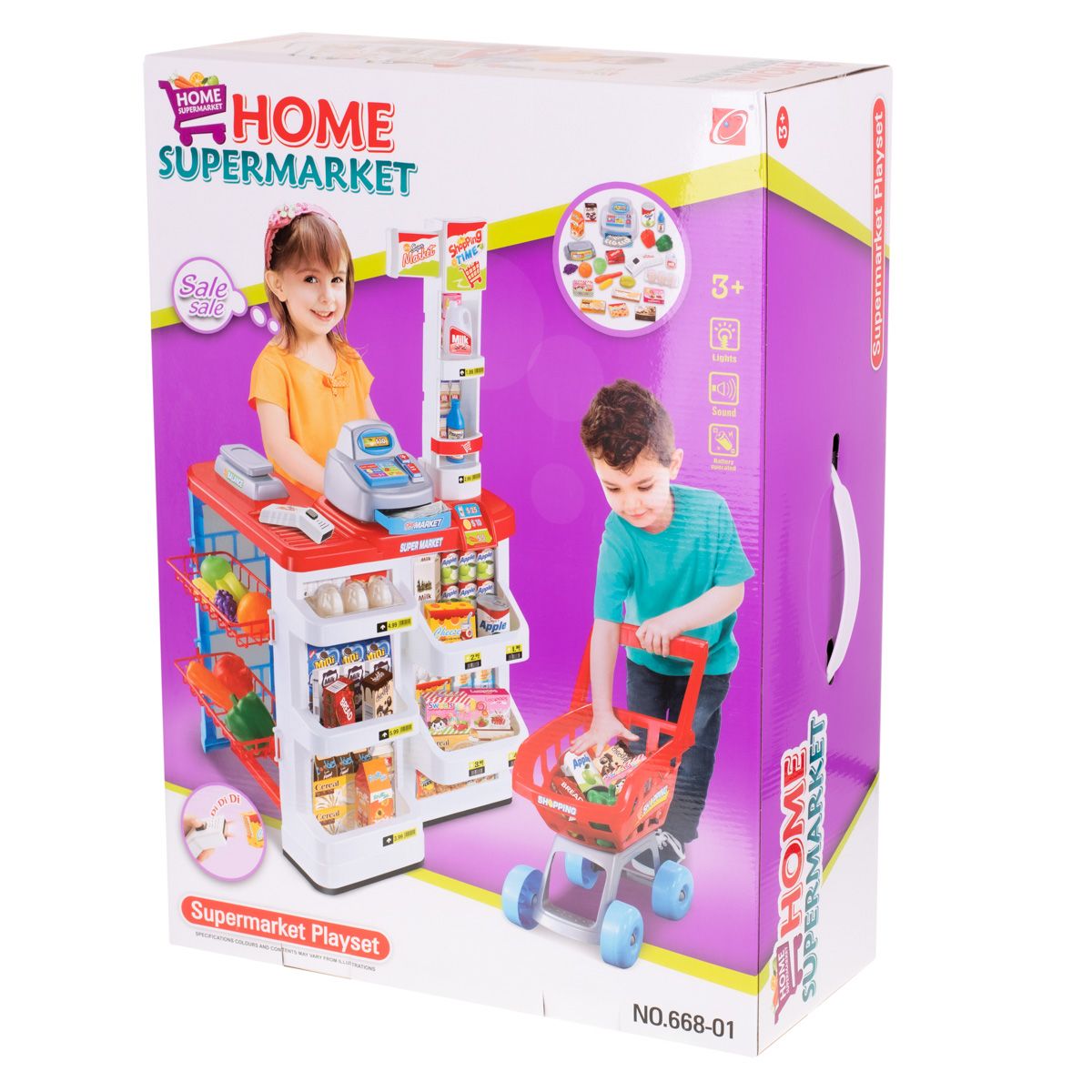Dětský Supermarket s pokladnou, nákupním vozíkem a potravinami