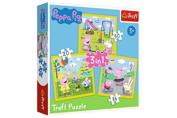 Puzzle 3v1 Prasátko Peppa/ Peppa Pig Šťastný den prasátka