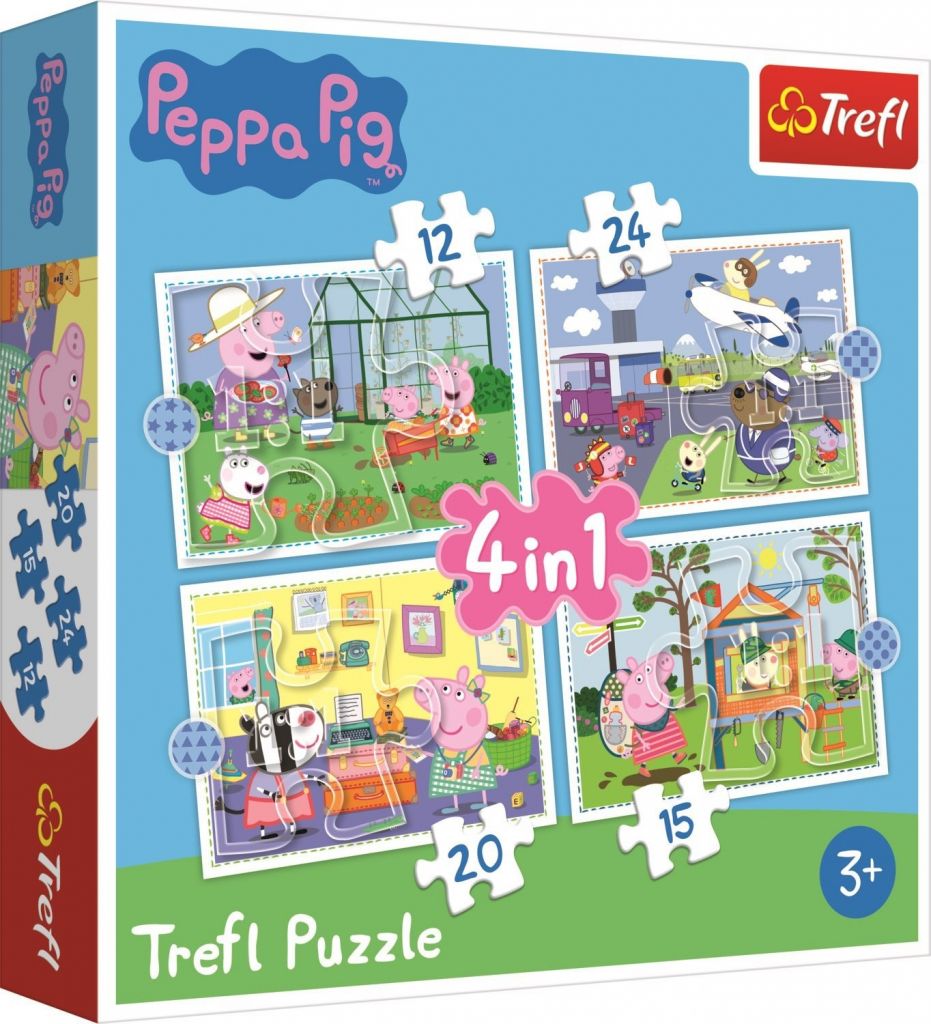 Puzzle 4v1 Peppa Pig/Prásátko Pepa Vzpomínka na prázdniny