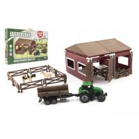 Home farm set plastic with animals with tractor 51pcs