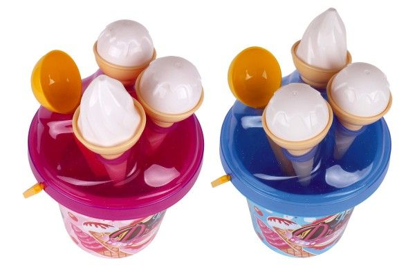 Sada na písek plast kbelík + formičky zmrzlina 2 barvy 12m+