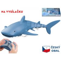 SHARKY dálkově ovládaný žralok modrý, 4 kanály, dvě lodní turbíny, 2,4Ghz